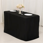 Fitted Polyester 48"x24"x42" Rectangle Tablecloth Black - Snug Fit for Elevated Tables - Bell Racket Store