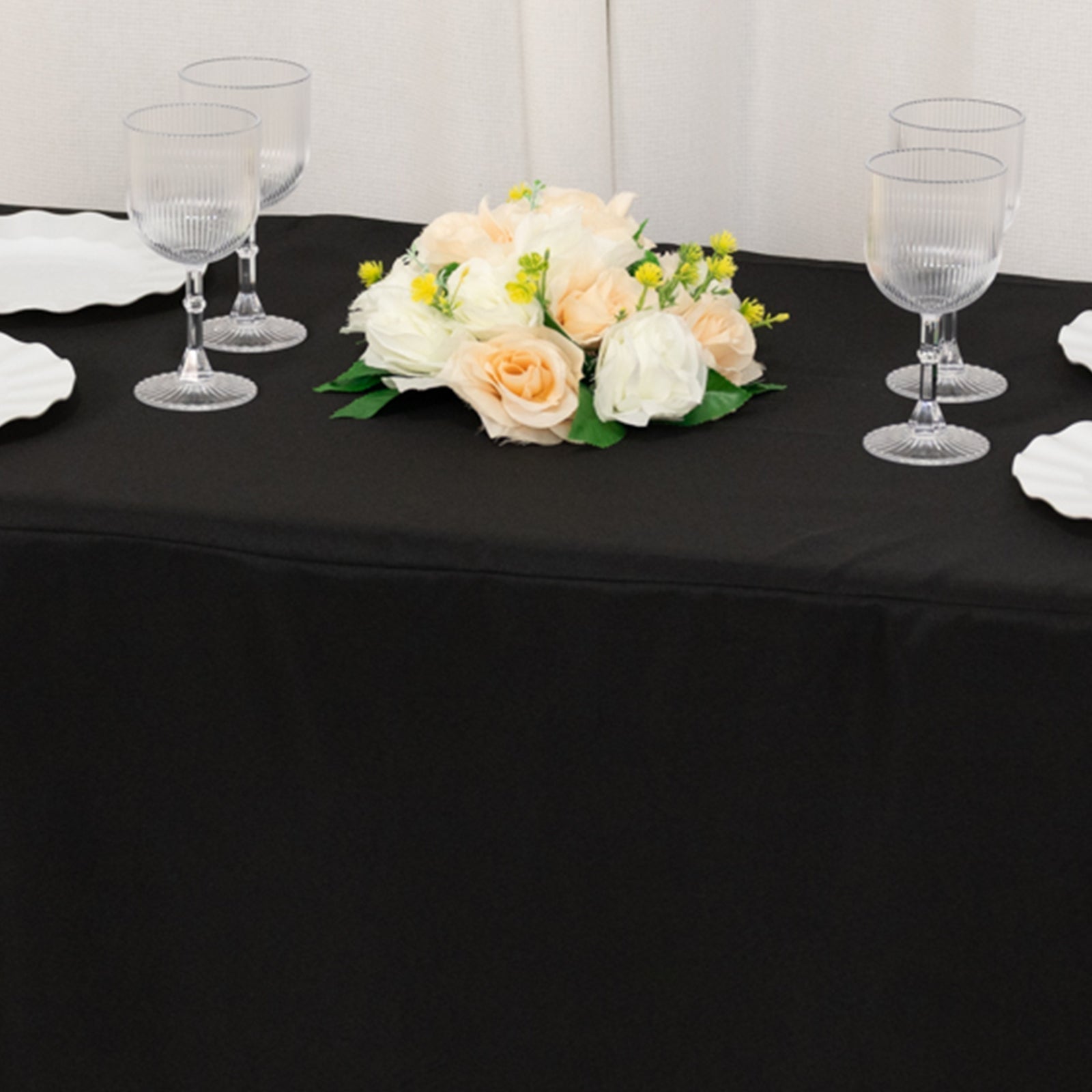 Fitted Polyester 48"x24"x42" Rectangle Tablecloth Black - Snug Fit for Elevated Tables - Bell Racket Store
