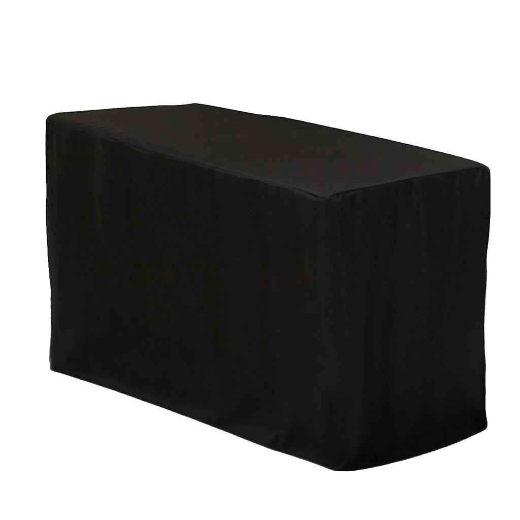 Fitted Polyester 48"x24"x42" Rectangle Tablecloth Black - Snug Fit for Elevated Tables - Bell Racket Store