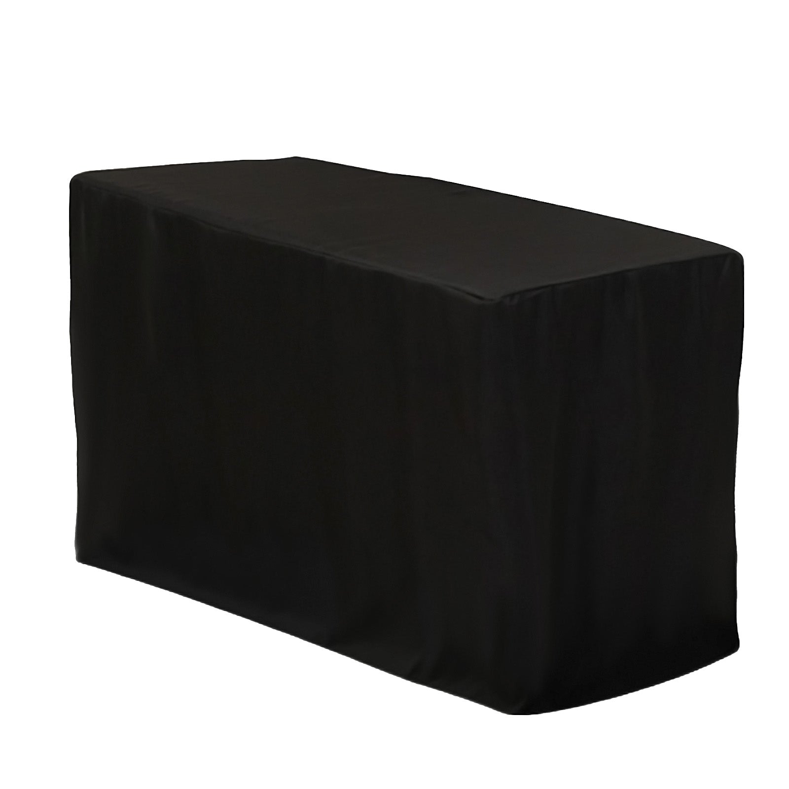 Fitted Polyester 48"x24"x42" Rectangle Tablecloth Black - Snug Fit for Elevated Tables - Bell Racket Store