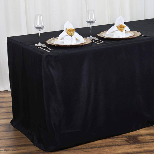 Fitted Polyester 48"x30" Rectangle Tablecloth Black - Durable Table Cover - NestOCart