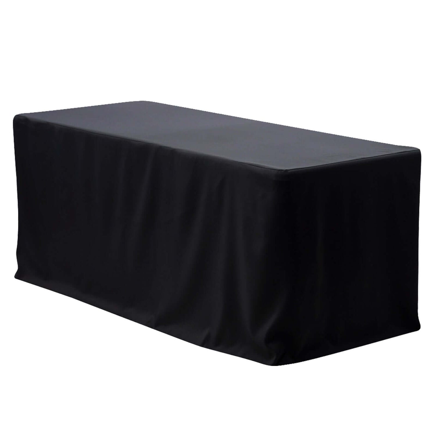 Fitted Polyester 48"x30" Rectangle Tablecloth Black - Durable Table Cover - NestOCart