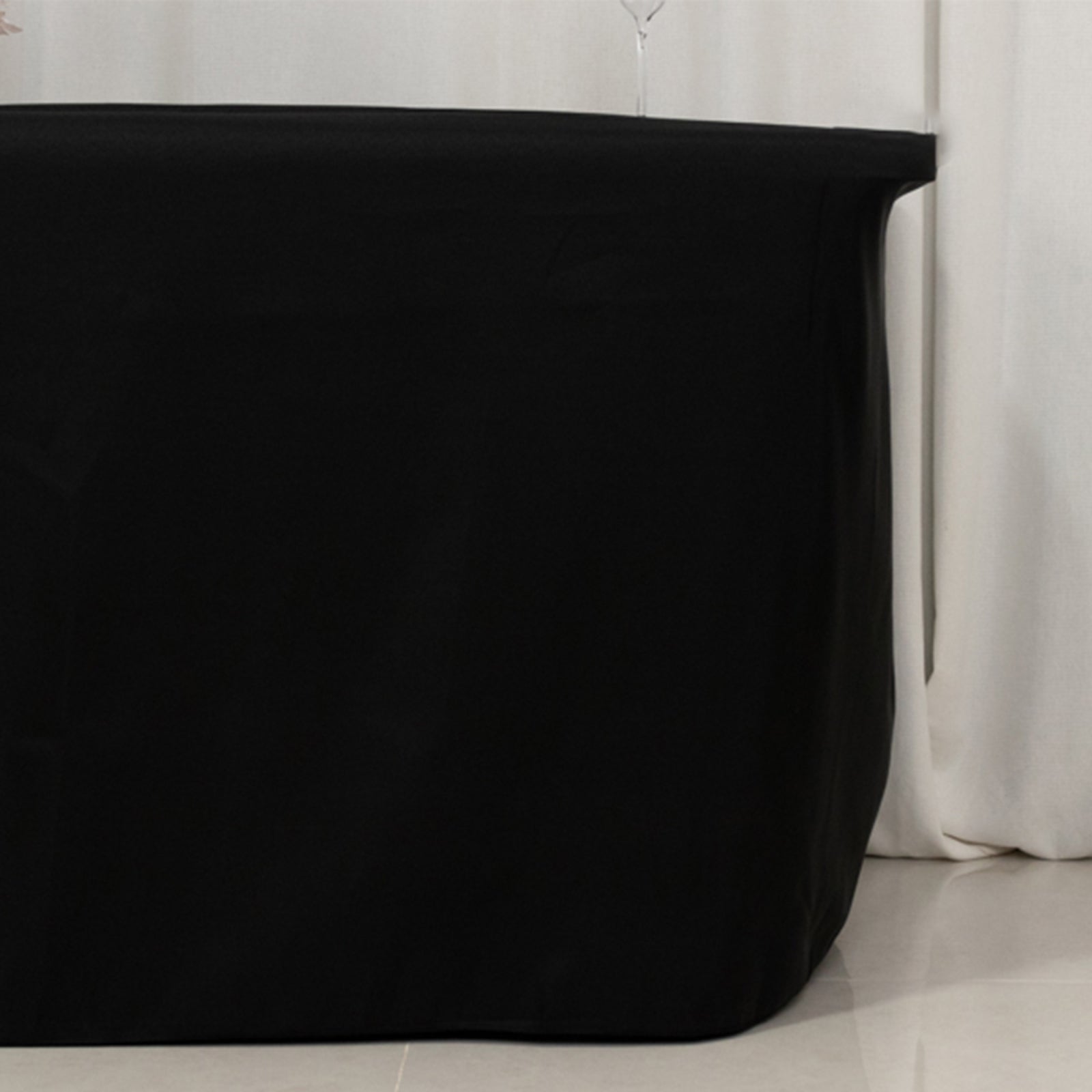 Fitted Polyester 72"x24"x30" Rectangle Tablecloth Black - Perfect Fit for Special Size Tables - Bell Racket Store
