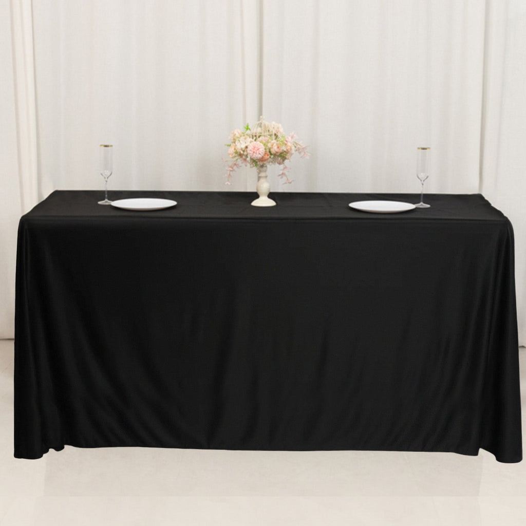 Fitted Polyester 72"x24"x42" Rectangle Tablecloth Black - Secure Fit for Elevated Tables - Bell Racket Store
