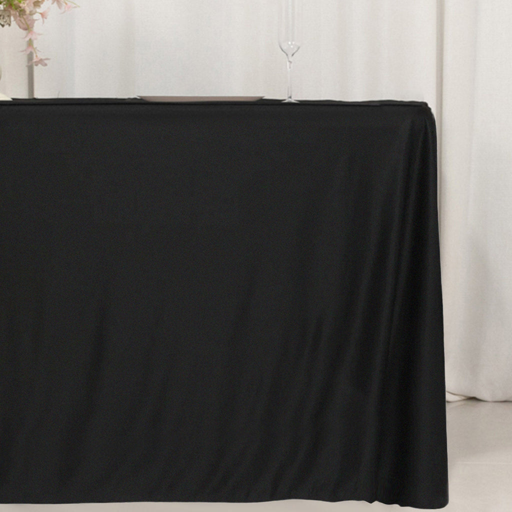 Fitted Polyester 72"x24"x42" Rectangle Tablecloth Black - Secure Fit for Elevated Tables - Bell Racket Store
