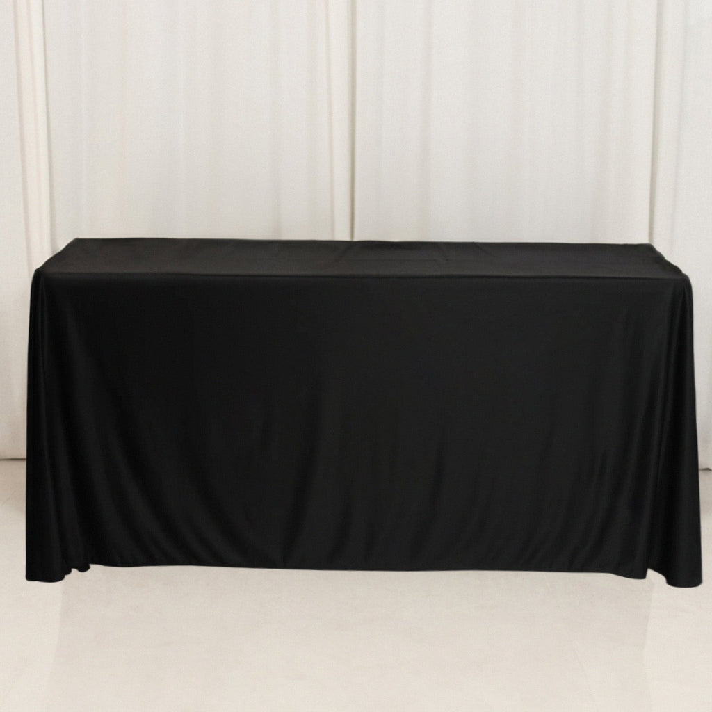 Fitted Polyester 72"x24"x42" Rectangle Tablecloth Black - Secure Fit for Elevated Tables - Bell Racket Store
