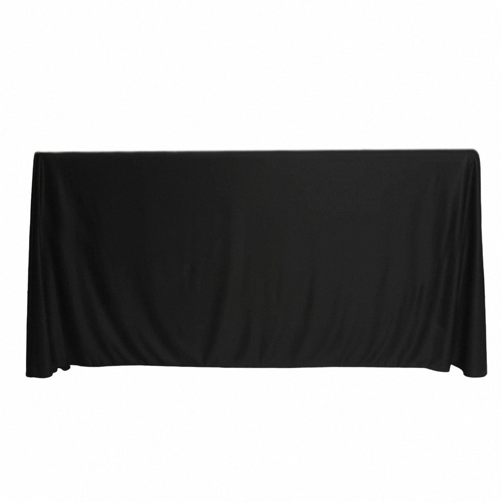 Fitted Polyester 72"x24"x42" Rectangle Tablecloth Black - Secure Fit for Elevated Tables - Bell Racket Store