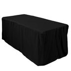 Fitted Polyester 72"x30" Rectangle Tablecloth Black - Sleek and Durable for Events