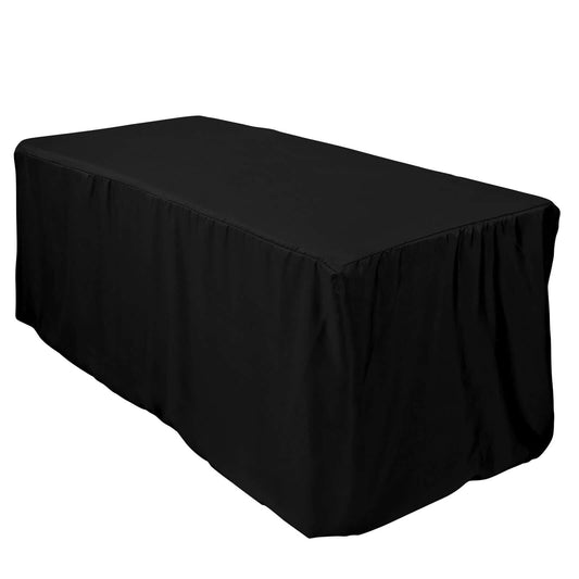 Fitted Polyester 72"x30" Rectangle Tablecloth Black - Sleek and Durable for Events - NestOCart