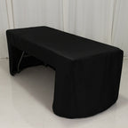 Fitted Polyester 72"x30" Rectangle Tablecloth Black with Open Back Design - Easy to Maintain and Wrinkle - Resistant Table Cover - Bell Racket Store