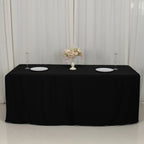 Fitted Polyester 72"x30" Rectangle Tablecloth Black with Open Back Design - Easy to Maintain and Wrinkle - Resistant Table Cover - Bell Racket Store