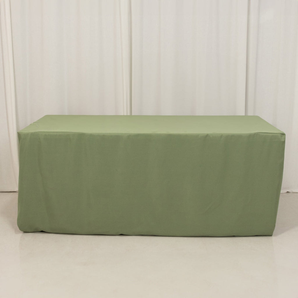 Fitted Polyester 72"x30" Rectangle Tablecloth Dusty Sage Green - Durable Table Cover - Bell Racket Store