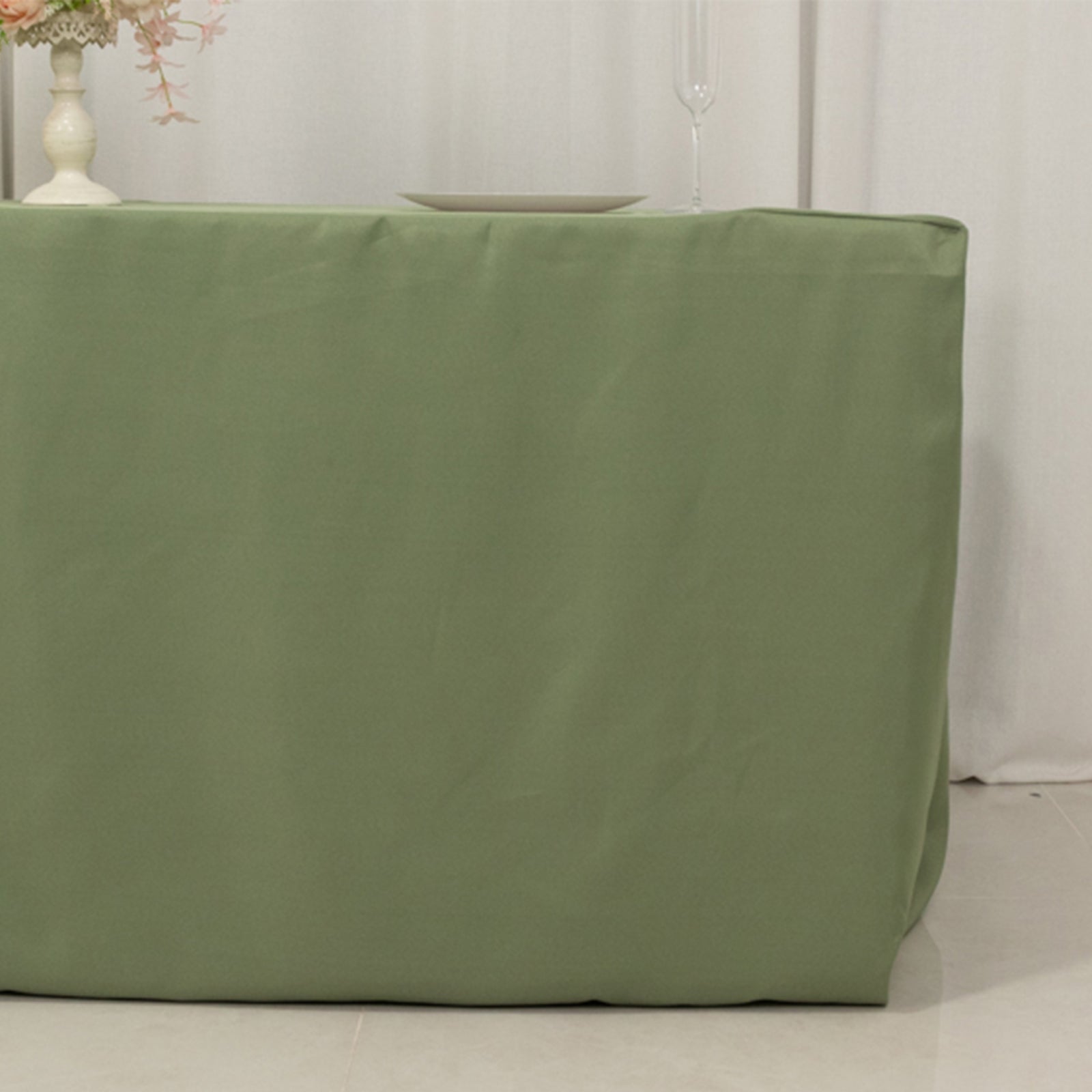 Fitted Polyester 72"x30" Rectangle Tablecloth Dusty Sage Green - Durable Table Cover - Bell Racket Store