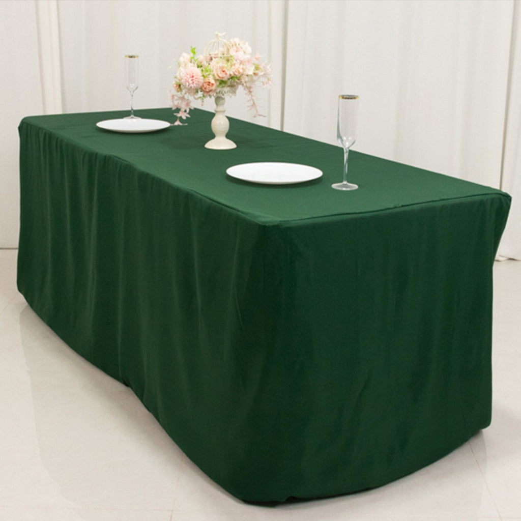 Fitted Polyester 72"x30" Rectangle Tablecloth Hunter Emerald Green - Durable Table Cover - Bell Racket Store