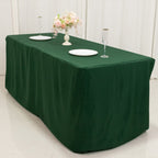 Fitted Polyester 72"x30" Rectangle Tablecloth Hunter Emerald Green - Durable Table Cover - Bell Racket Store