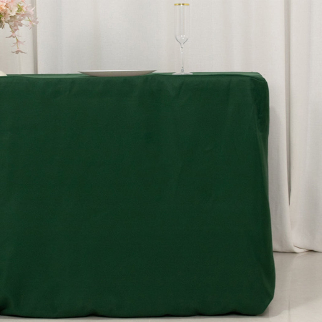 Fitted Polyester 72"x30" Rectangle Tablecloth Hunter Emerald Green - Durable Table Cover - Bell Racket Store