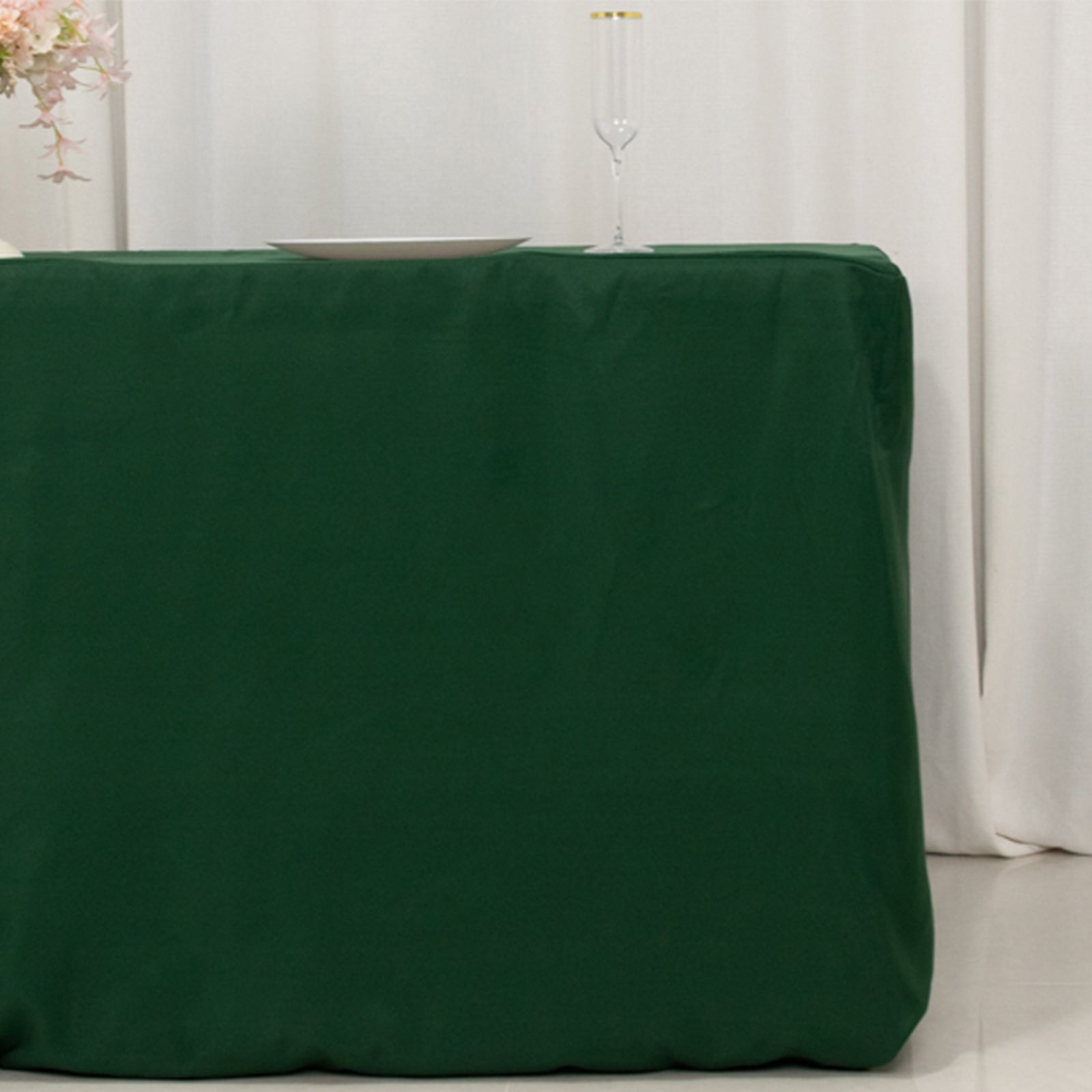 Fitted Polyester 72"x30" Rectangle Tablecloth Hunter Emerald Green - Durable Table Cover - Bell Racket Store