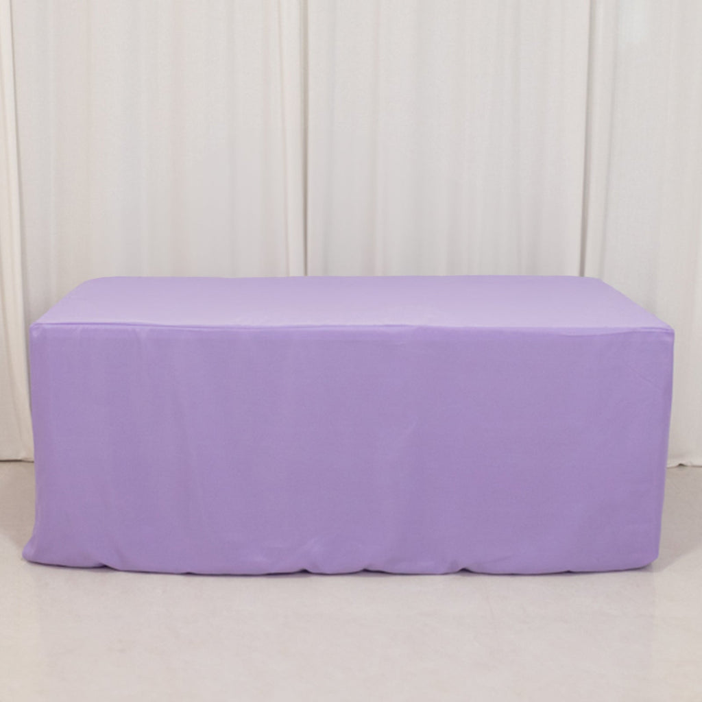 Fitted Polyester 72"x30" Rectangle Tablecloth Lavender Lilac - Durable Table Cover - Bell Racket Store