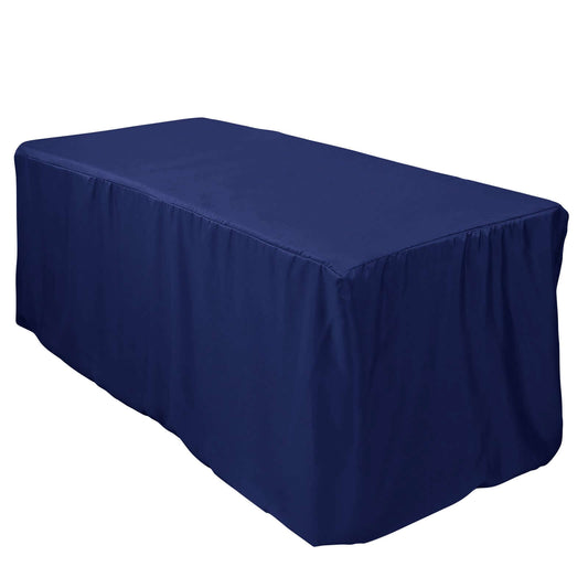 Fitted Polyester 72"x30" Rectangle Tablecloth Navy Blue - Durable Table Cover - NestOCart