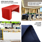 Fitted Polyester 72"x30" Rectangle Tablecloth Navy Blue with Open Back Design - Easy to Maintain and Wrinkle - Resistant Table Cover - Bell Racket Store