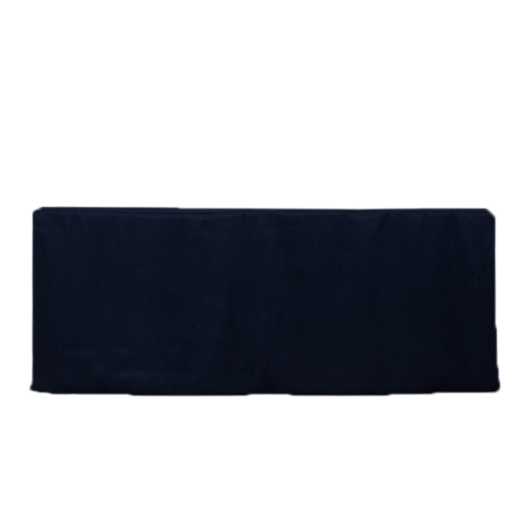 Fitted Polyester 72"x30" Rectangle Tablecloth Navy Blue with Open Back Design - Easy to Maintain and Wrinkle - Resistant Table Cover - Bell Racket Store
