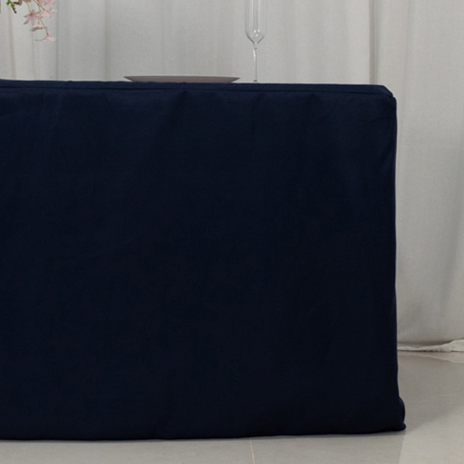 Fitted Polyester 72"x30" Rectangle Tablecloth Navy Blue with Open Back Design - Easy to Maintain and Wrinkle - Resistant Table Cover - Bell Racket Store