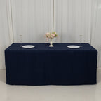 Fitted Polyester 72"x30" Rectangle Tablecloth Navy Blue with Open Back Design - Easy to Maintain and Wrinkle - Resistant Table Cover - Bell Racket Store