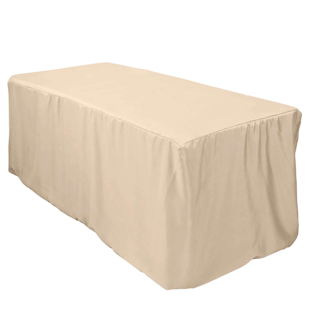 Fitted Polyester 72"x30" Rectangle Tablecloth Nude - Durable Table Cover