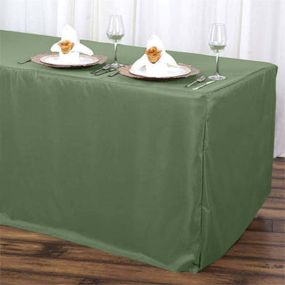 Fitted Polyester 72"x30" Rectangle Tablecloth Olive Green - Durable and Easy to Maintain Table Cover - NestOCart