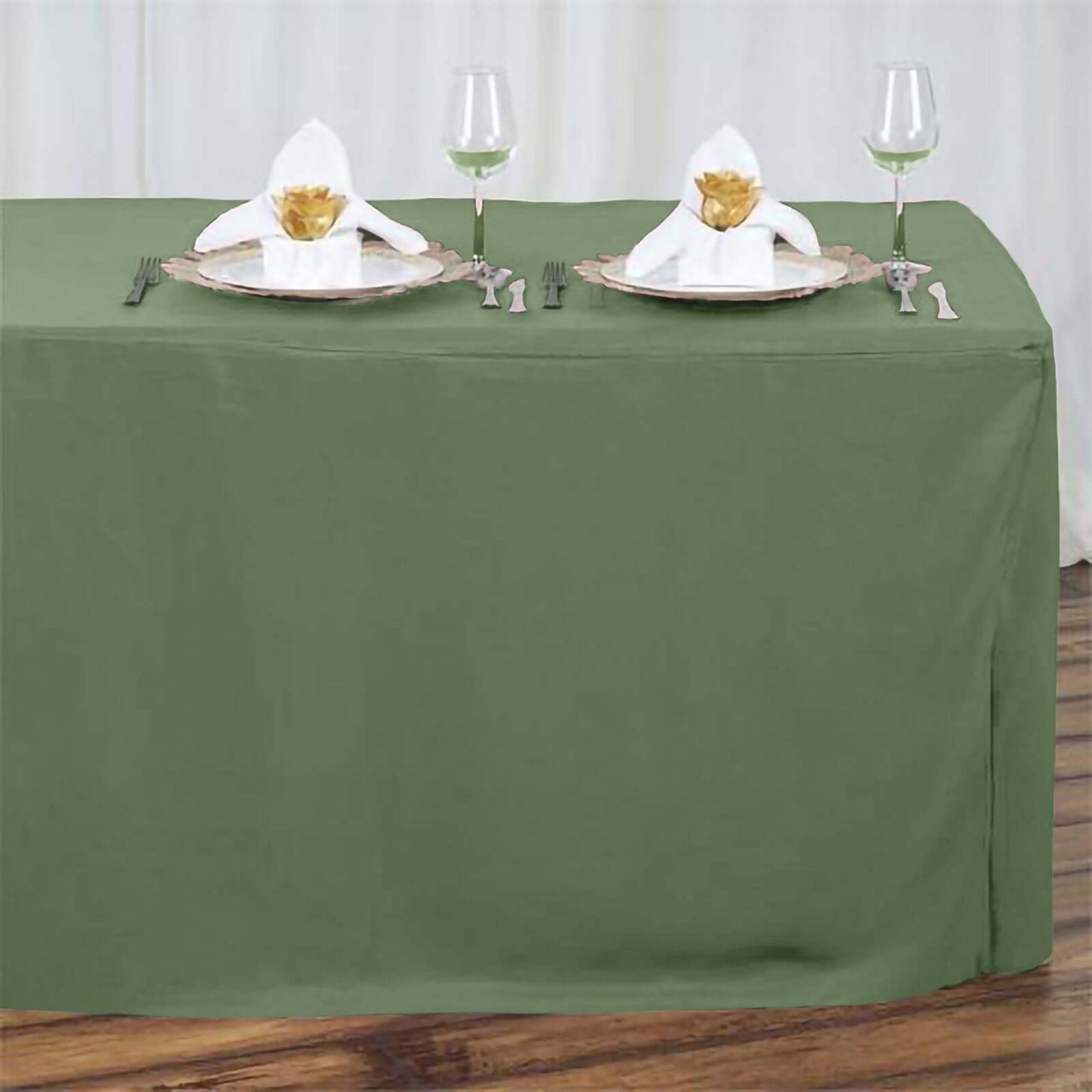 Fitted Polyester 72"x30" Rectangle Tablecloth Olive Green - Durable and Easy to Maintain Table Cover - NestOCart