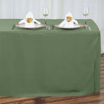 Fitted Polyester 72"x30" Rectangle Tablecloth Olive Green - Durable and Easy to Maintain Table Cover - NestOCart