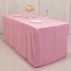 Fitted Polyester 72"x30" Rectangle Tablecloth Pink - Durable and Easy to Maintain Table Cover - Bell Racket Store