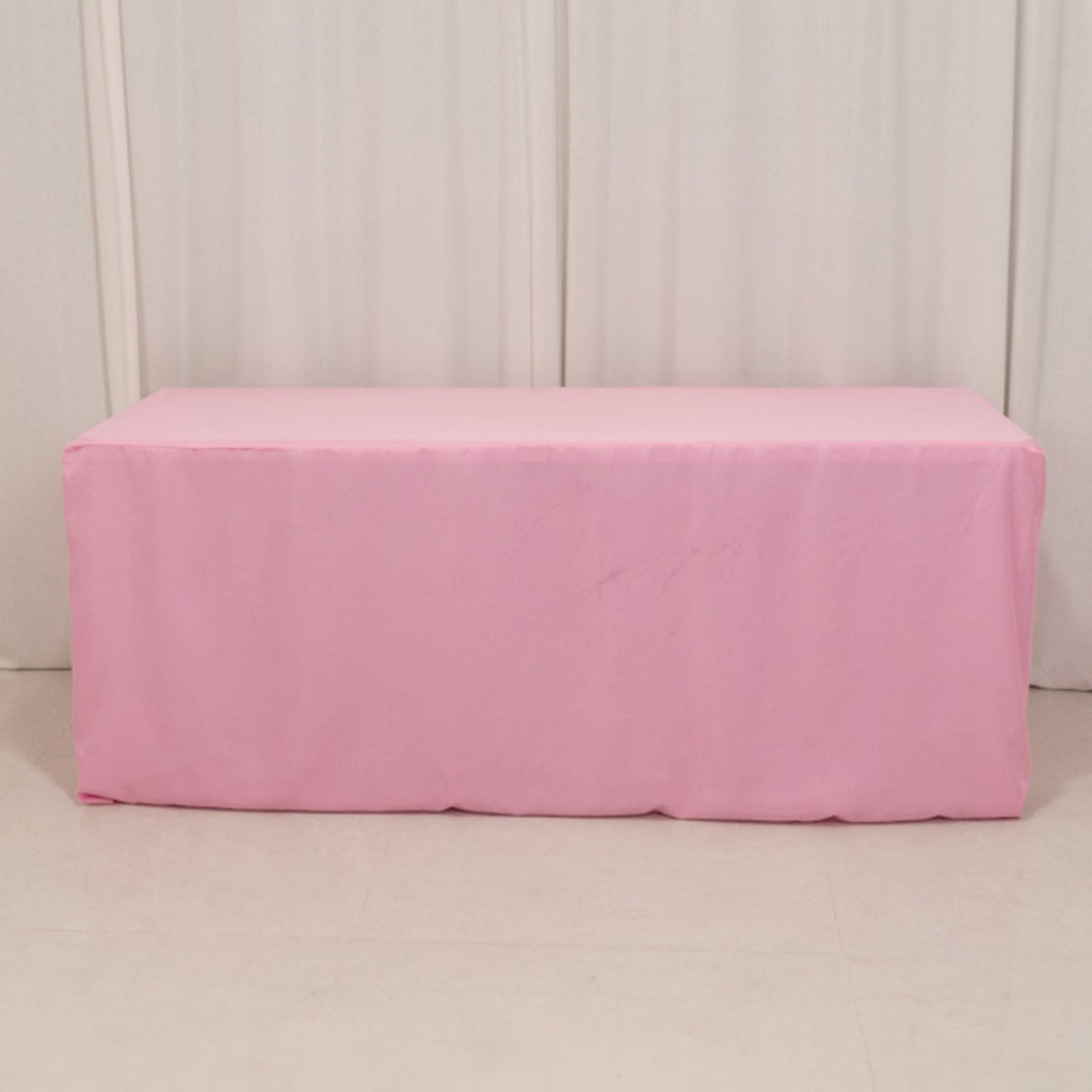 Fitted Polyester 72"x30" Rectangle Tablecloth Pink - Durable and Easy to Maintain Table Cover - Bell Racket Store
