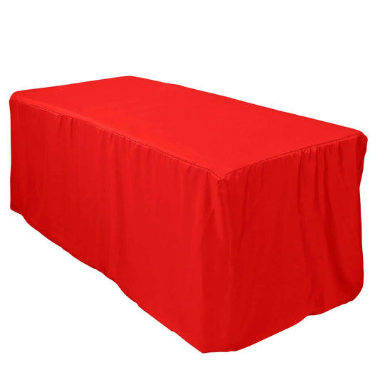 Fitted Polyester 72"x30" Rectangle Tablecloth Red - Durable and Easy to Maintain Table Cover - NestOCart