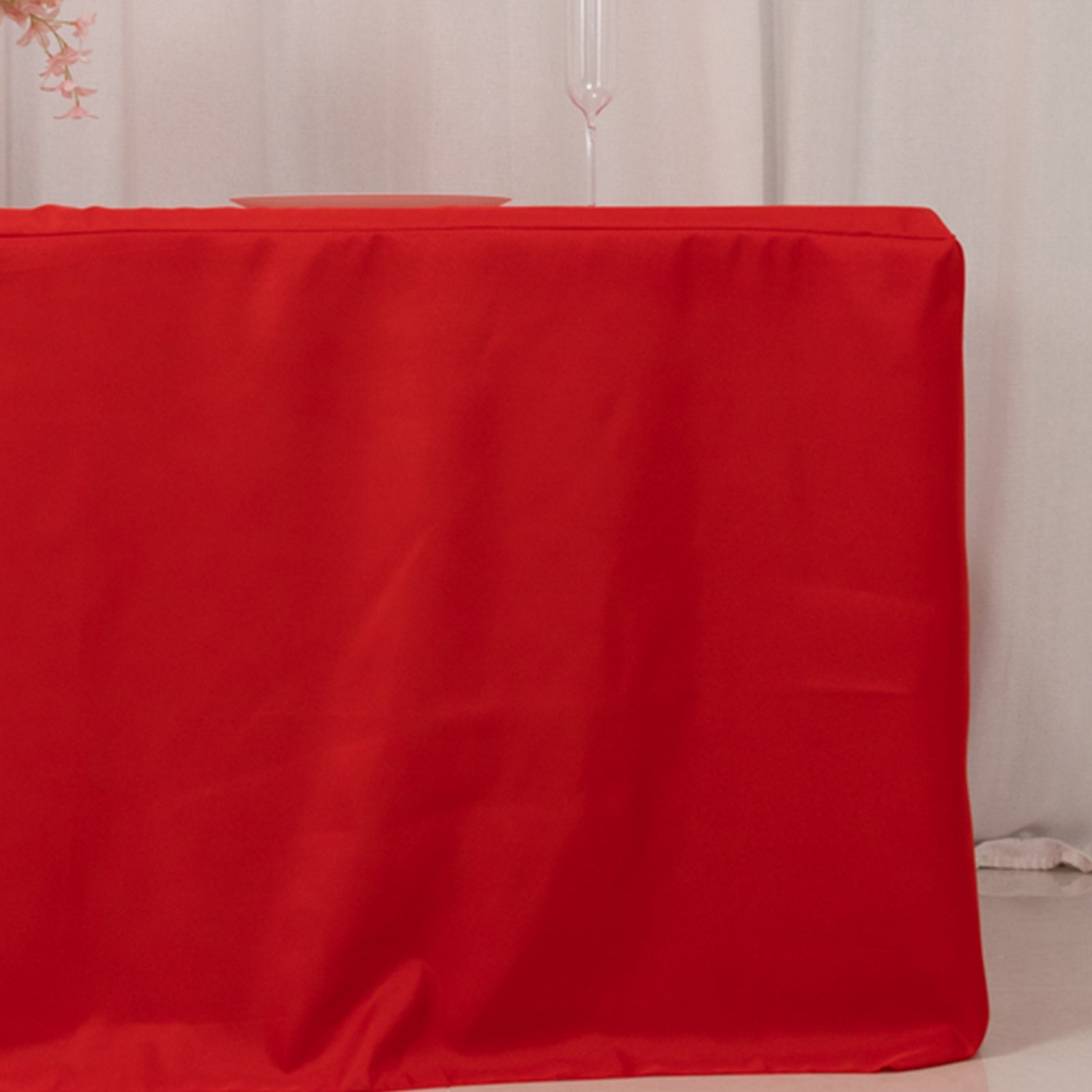 Fitted Polyester 72"x30" Rectangle Tablecloth Red with Open Back Design - Easy to Maintain and Wrinkle - Resistant Table Cover - Bell Racket Store