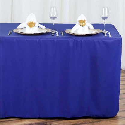 Fitted Polyester 72"x30" Rectangle Tablecloth Royal Blue - Durable and Easy to Maintain Table Cover - NestOCart