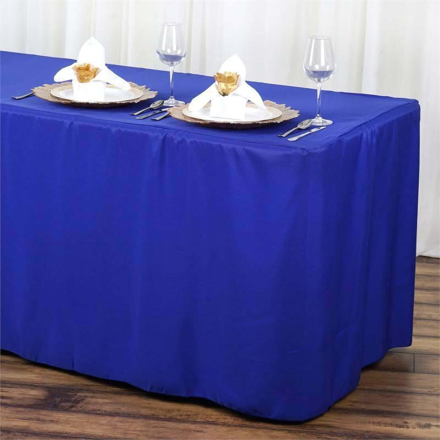 Fitted Polyester 72"x30" Rectangle Tablecloth Royal Blue - Durable and Easy to Maintain Table Cover - NestOCart