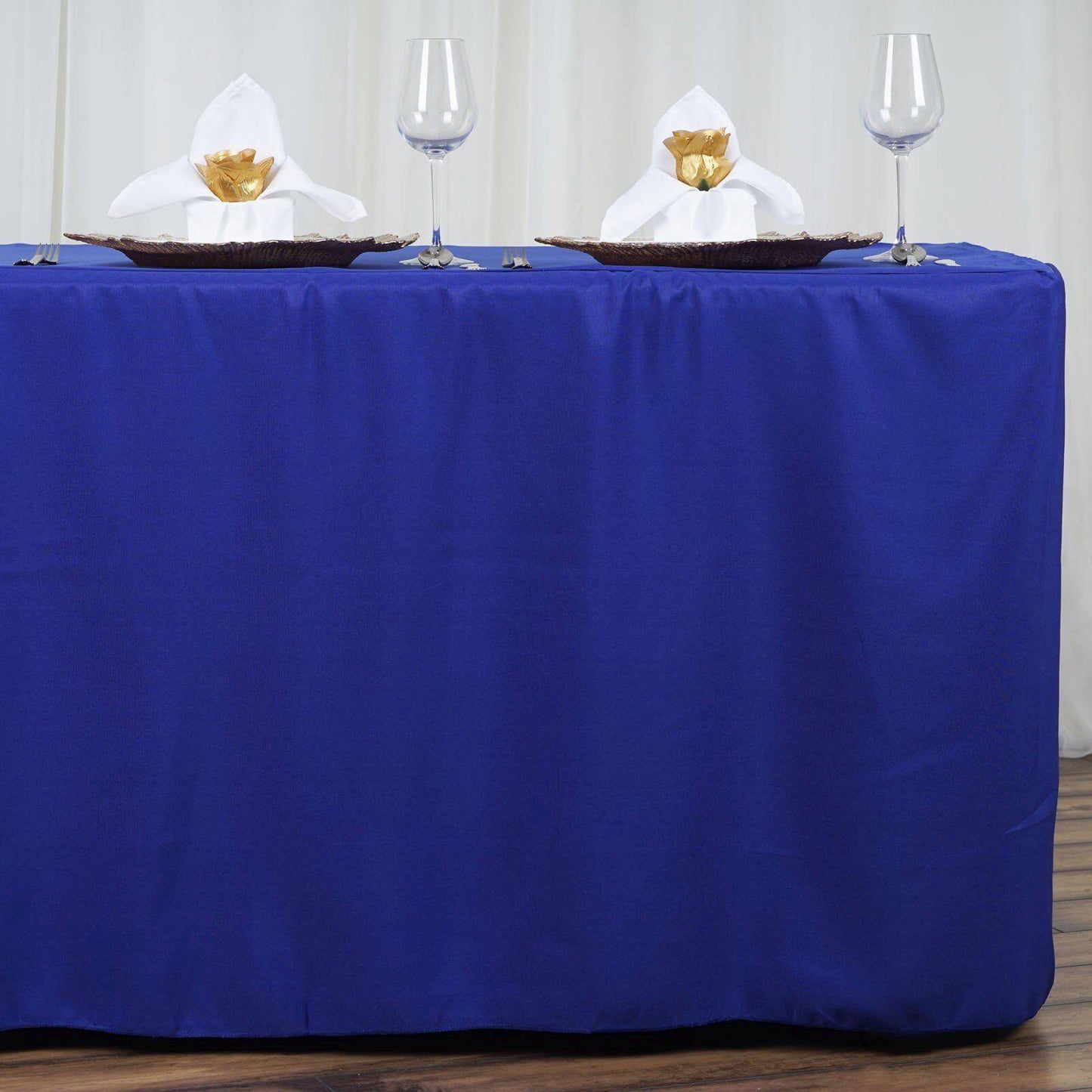 Fitted Polyester 72"x30" Rectangle Tablecloth Royal Blue - Durable and Easy to Maintain Table Cover - NestOCart