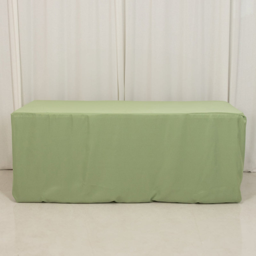 Fitted Polyester 72"x30" Rectangle Tablecloth Sage Green - Durable and Easy to Maintain Table Cover - Bell Racket Store