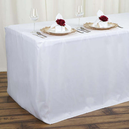 Fitted Polyester 72"x30" Rectangle Tablecloth White - Durable and Easy to Maintain Table Cover for Weddings & Banquets - NestOCart