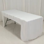 Fitted Polyester 72"x30" Rectangle Tablecloth White with Open Back Design - Easy to Maintain and Wrinkle - Resistant Table Cover for Trade Shows & Displays - Bell Racket Store
