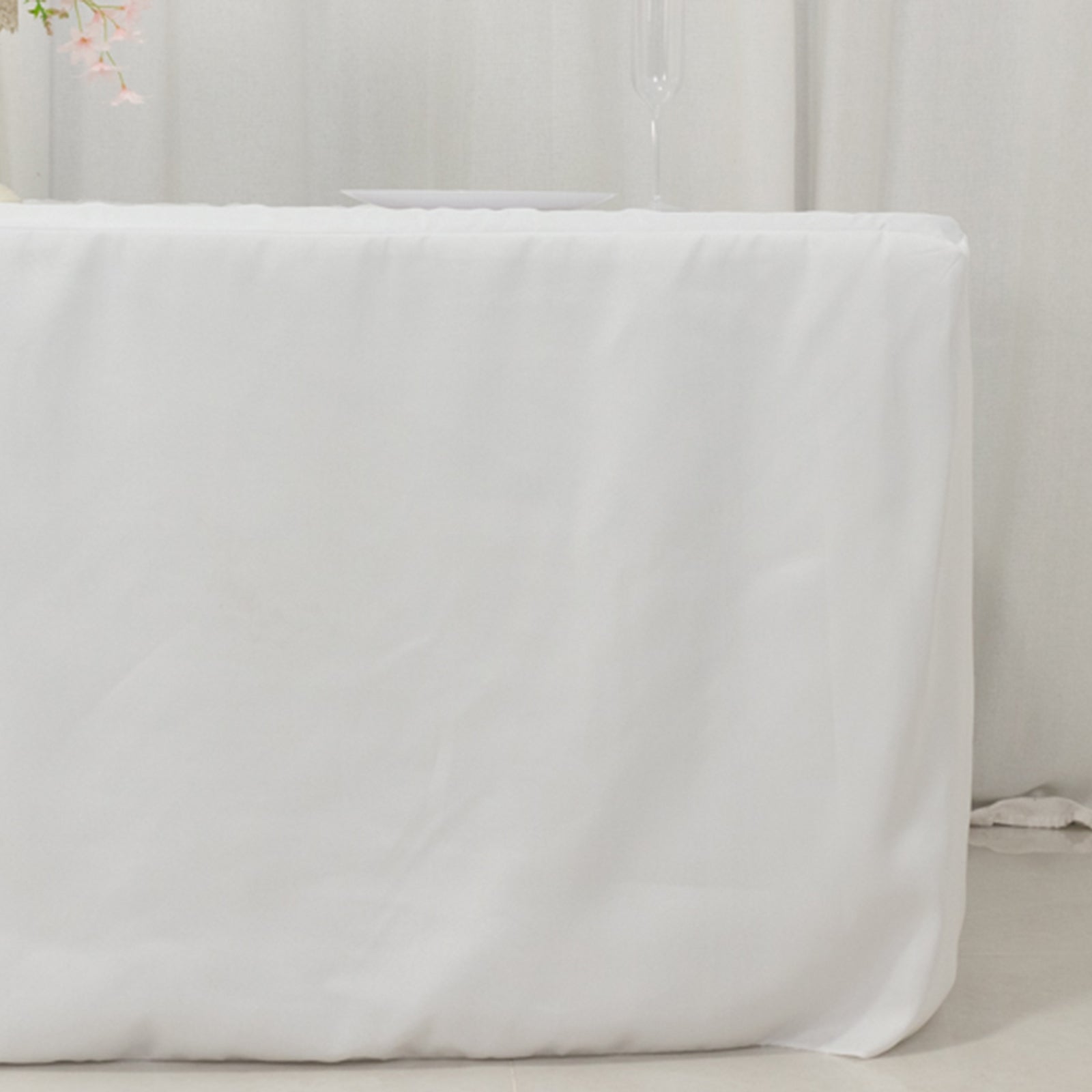 Fitted Polyester 72"x30" Rectangle Tablecloth White with Open Back Design - Easy to Maintain and Wrinkle - Resistant Table Cover for Trade Shows & Displays - Bell Racket Store