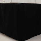 Fitted Polyester 96"x24"x30" Rectangle Tablecloth Black - Secure Fit for Unique Table Sizes - Bell Racket Store
