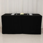 Fitted Polyester 96"x24"x42" Rectangle Tablecloth Black - Durable Fit for Elevated Tables - Bell Racket Store