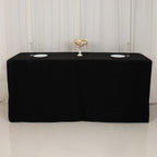 Fitted Polyester 96"x24"x42" Rectangle Tablecloth Black - Durable Fit for Elevated Tables - Bell Racket Store
