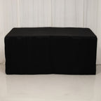 Fitted Polyester 96"x24"x42" Rectangle Tablecloth Black - Durable Fit for Elevated Tables - Bell Racket Store