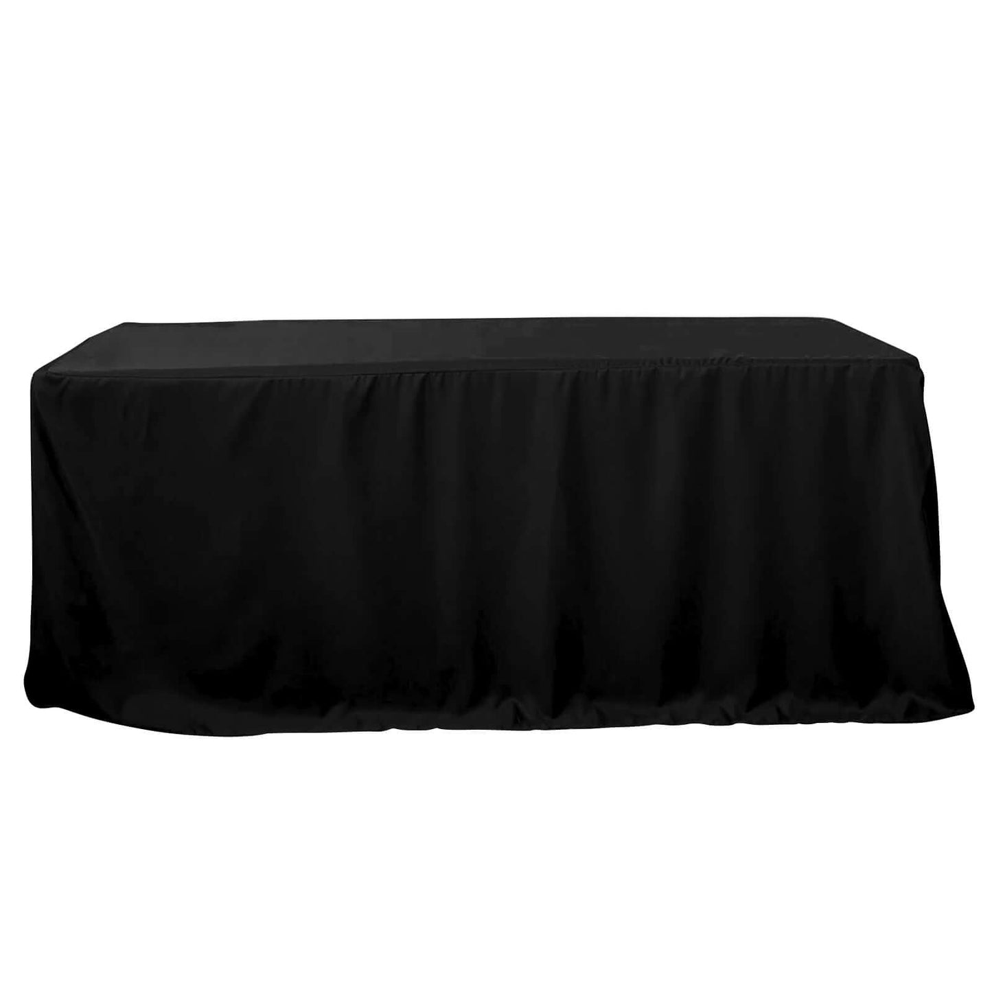 Fitted Polyester 96"x30" Rectangle Tablecloth Black - Durable and Easy to Maintain Table Cover - NestOCart