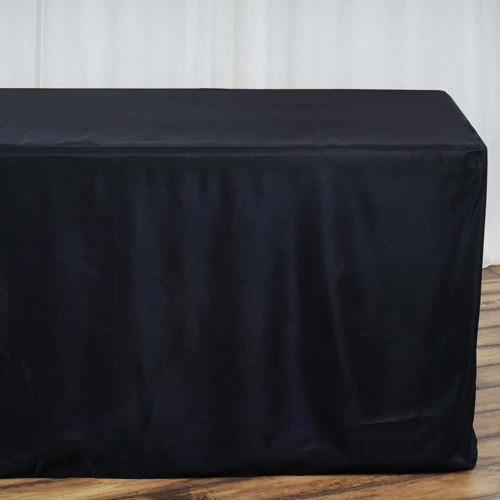 Fitted Polyester 96"x30" Rectangle Tablecloth Black - Durable and Easy to Maintain Table Cover - NestOCart