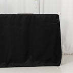 Fitted Polyester 96"x30" Rectangle Tablecloth Black with Open Back Design - Easy to Maintain and Wrinkle - Resistant Table Cover for Trade Shows & Displays - Bell Racket Store