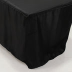Fitted Polyester 96"x30" Rectangle Tablecloth Black with Open Back Design - Easy to Maintain and Wrinkle - Resistant Table Cover for Trade Shows & Displays - Bell Racket Store
